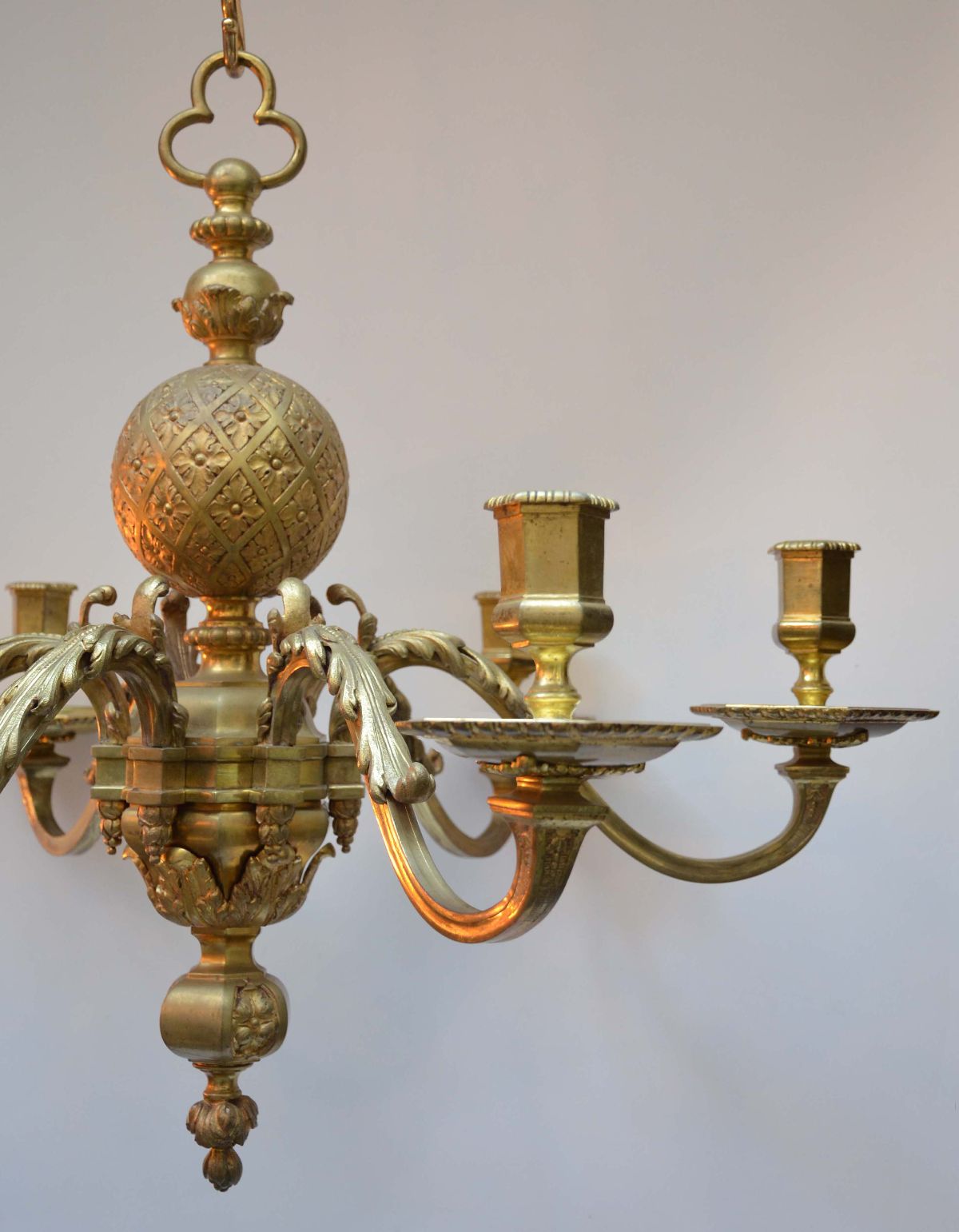 17th Century style six branch gilded-bronze 'Pineapple' Chandelier